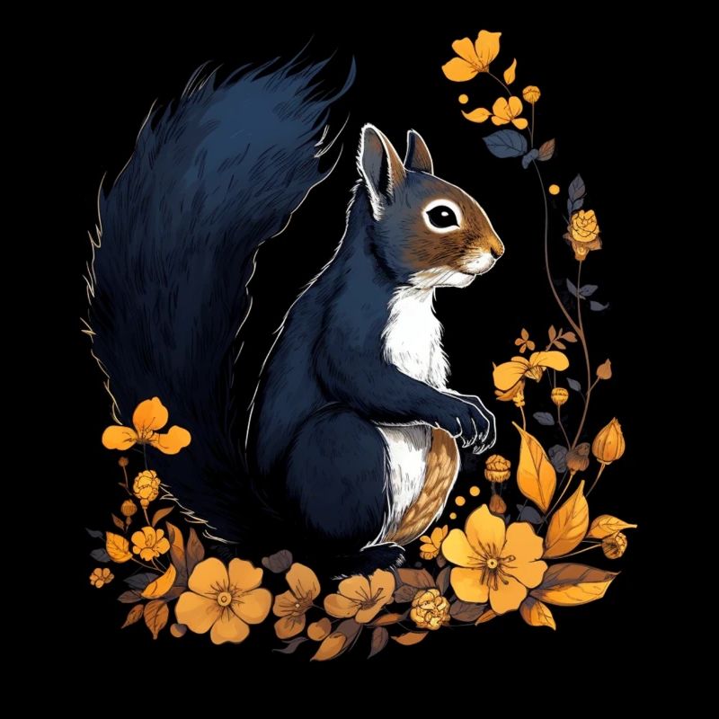 Eichhörnchen Blumen Kunst Geschenk Wald Tier