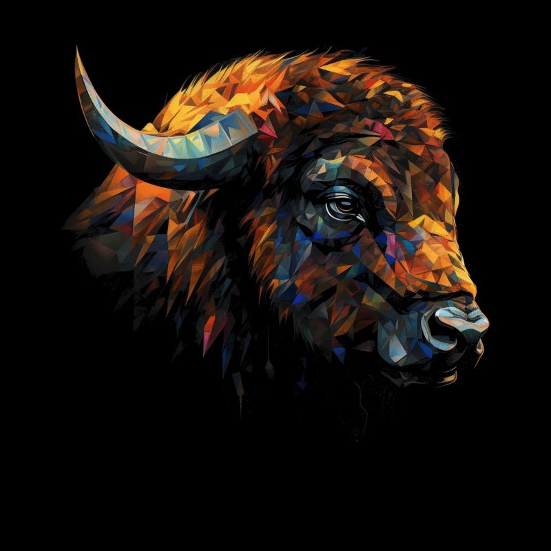Bison Polygon Bunt Waldtiere Tier Geschenk Tiere