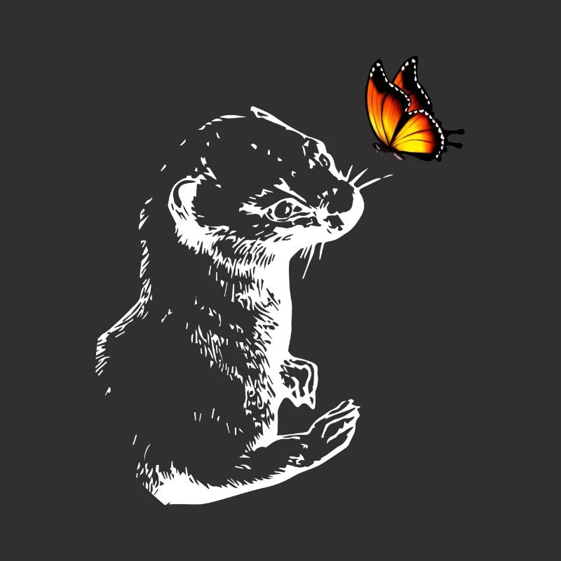 Weasel with butterfly