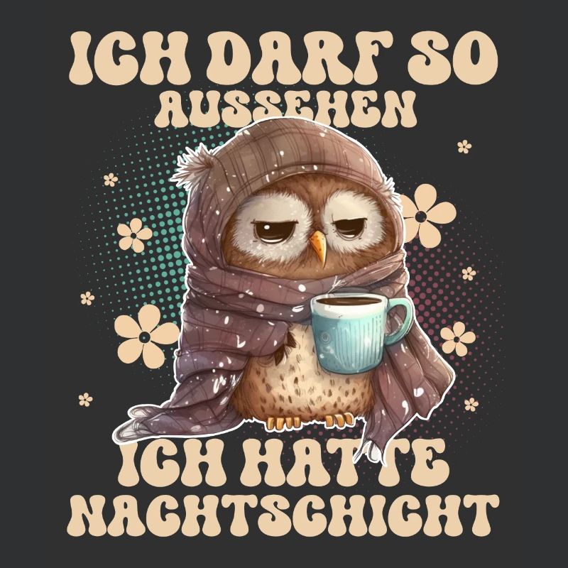 Eule Nachtschicht Müde Kaffee