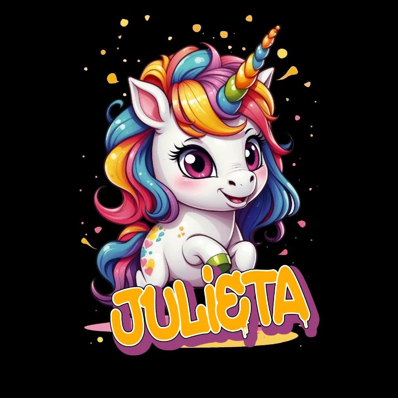 JULIETA - Schöner Mädchen Name mit süßem Einhorn