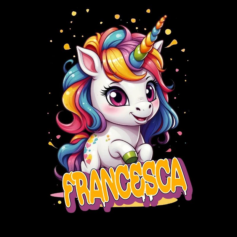 FRANCESCA - Schöner Mädchen Name mit süßem Einhorn