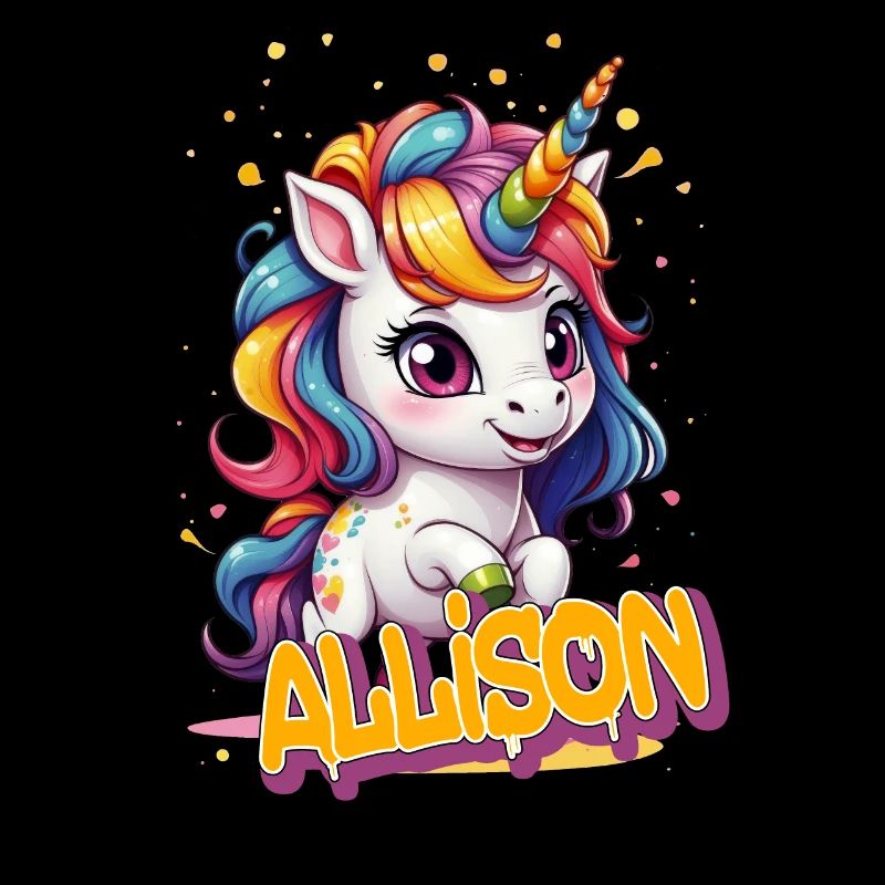 ALLISON - Schöner Mädchen Name mit süßem Einhorn
