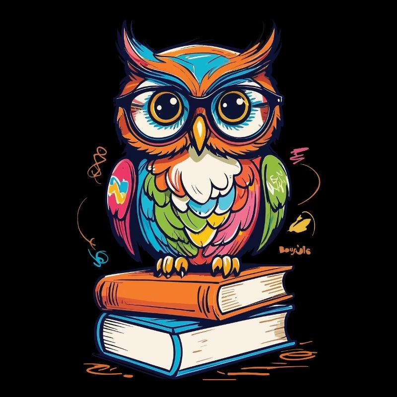 Cute Book Illustration Owls Lover