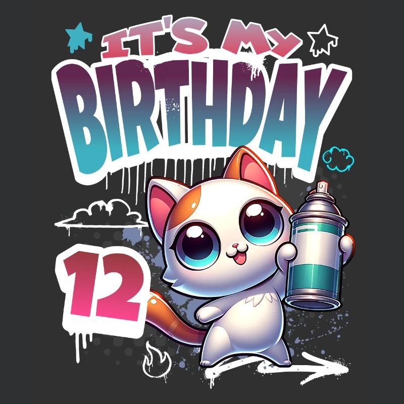 12e anniversaire chat graffiti