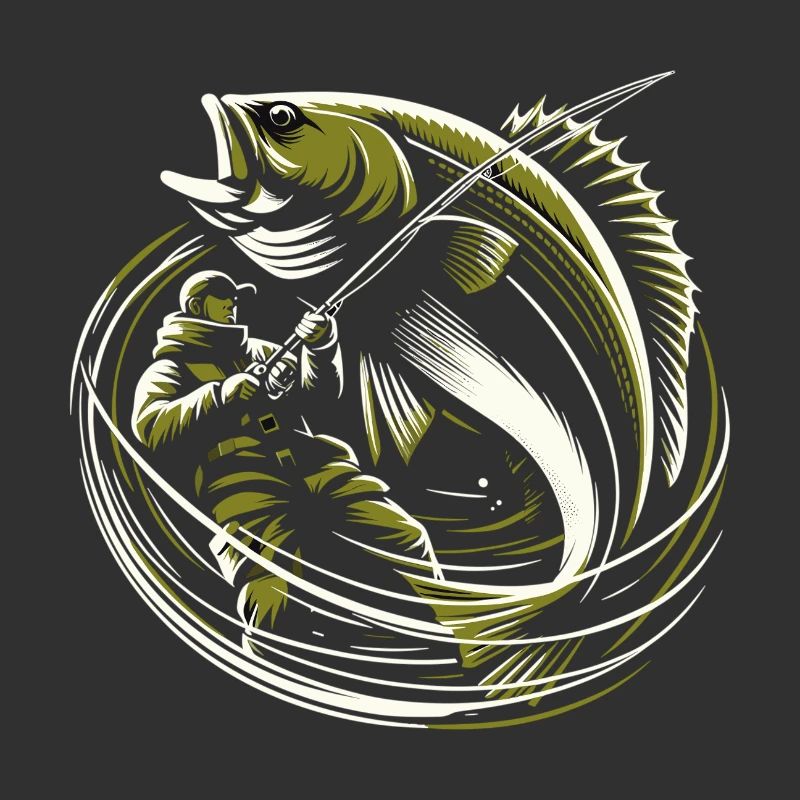 Pêche Pêcheur Morue Poisson Géant Vert Olive Cadeau