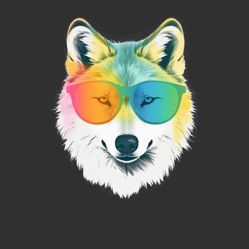 White Wolf Rainbow Sunglass Frame Wolves Graphique