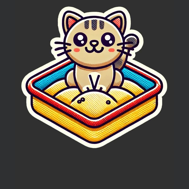 Chat mignon assis dans le bac à sable Style Patch