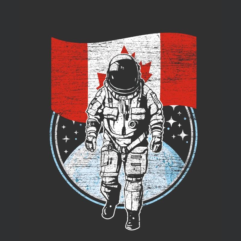 L'astronaute avec le drapeau du Canada dans l'espace
