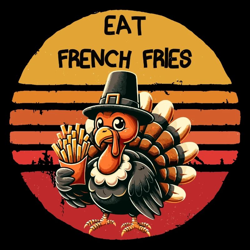 Manger des frites Thanksgiving dinde graphique