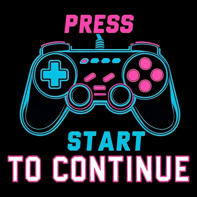Press Start to Continue – Retro Neon Controller