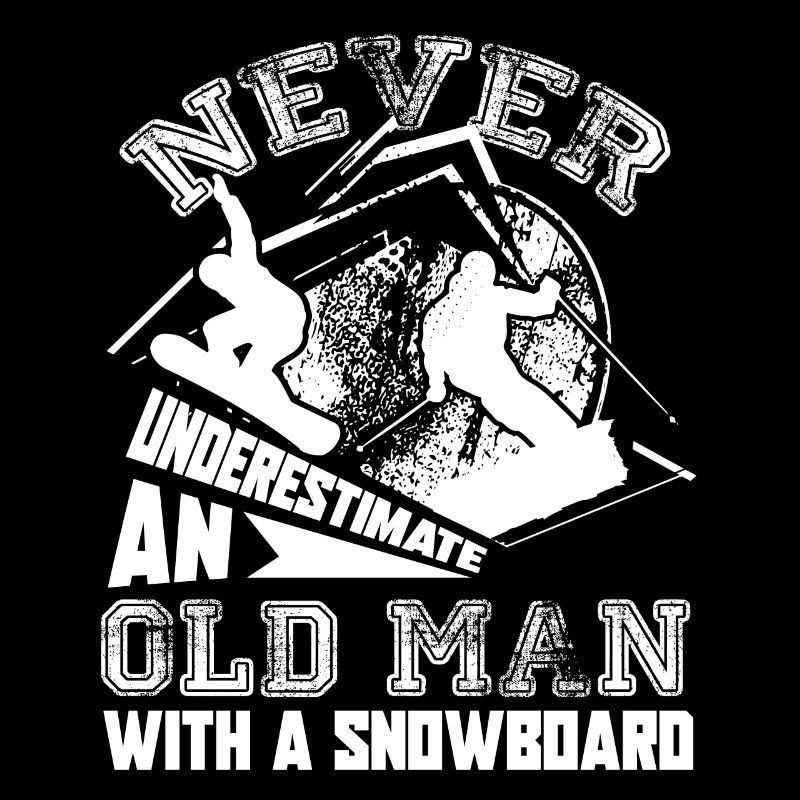 Snowboarding Old Man With A Snowboard