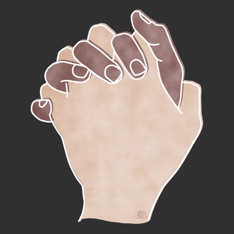 "Together Forever", Boho Line Art Design, „Hands“