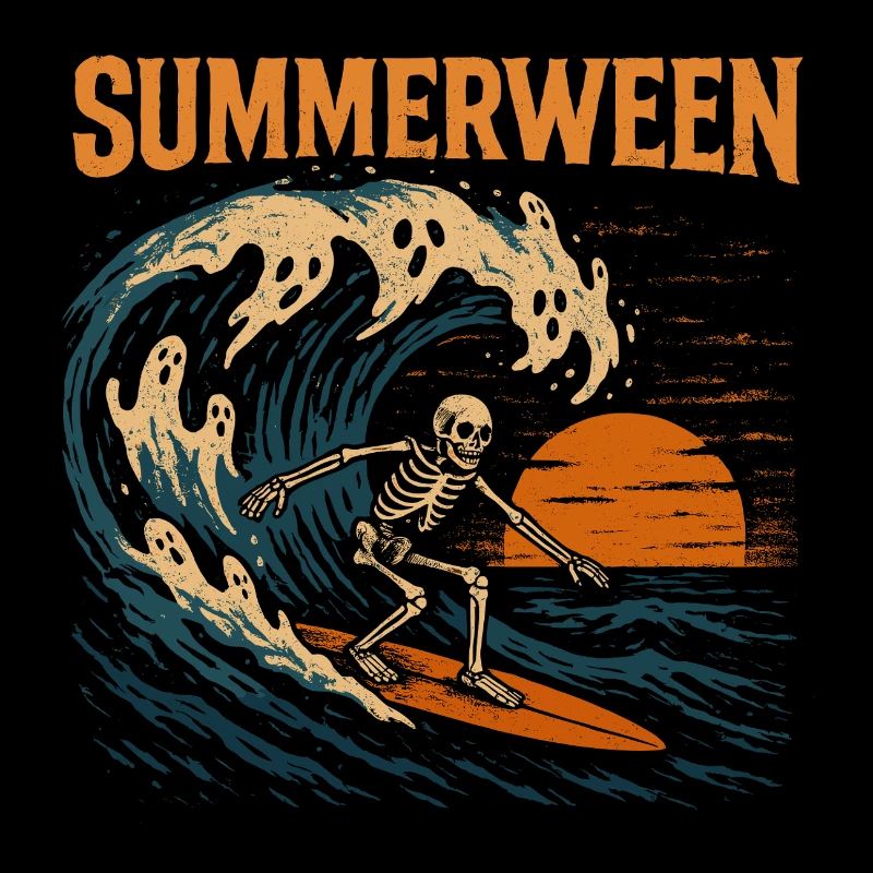 Squelette de surf Summerween - Halloween Design