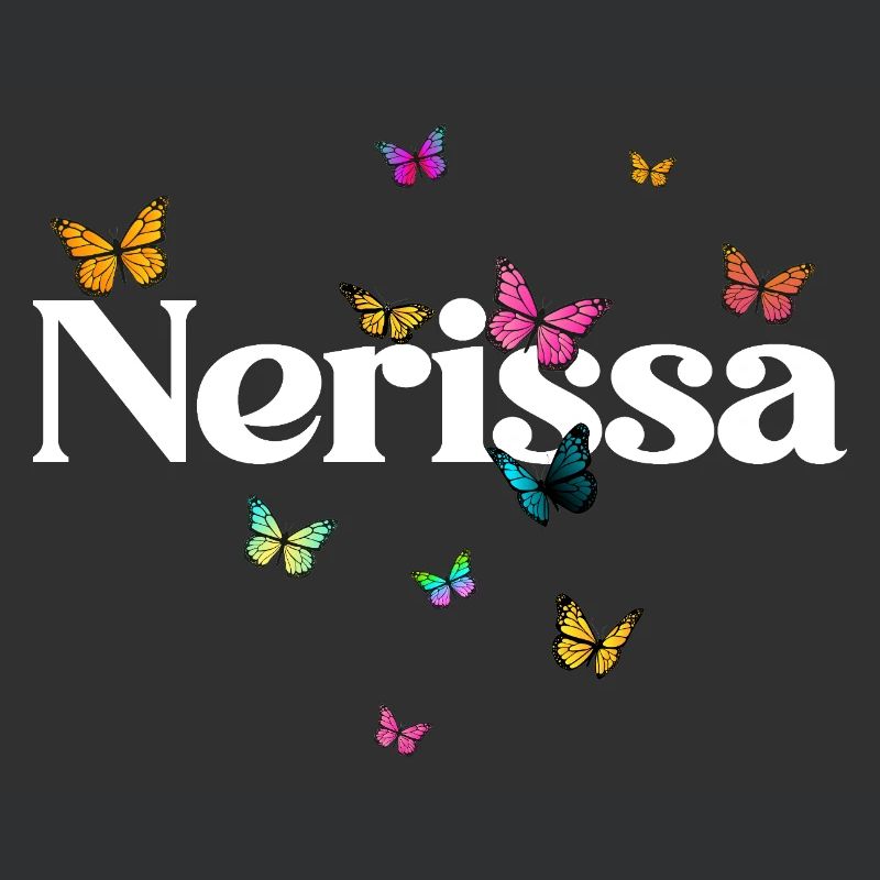 Schöner Mädchenname NERISSA mit Schmetterlingen 