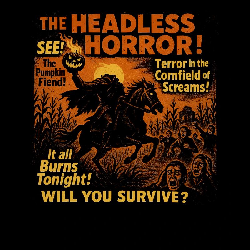 The Headless Horror Pumpkin Movie Poster Halloween