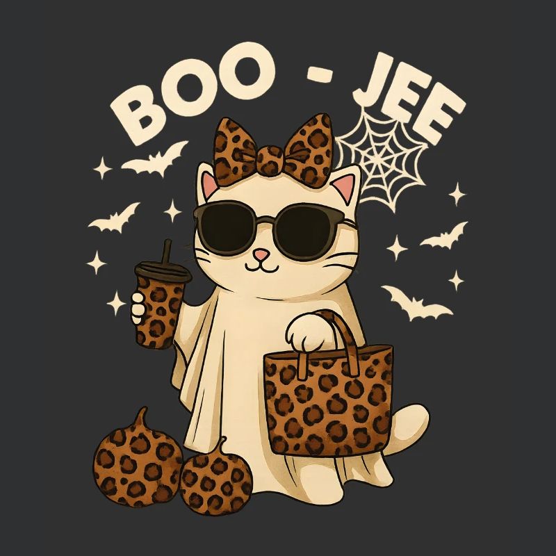 Flirtatious Leopard Ghost Coffee Boo Cat Halloween