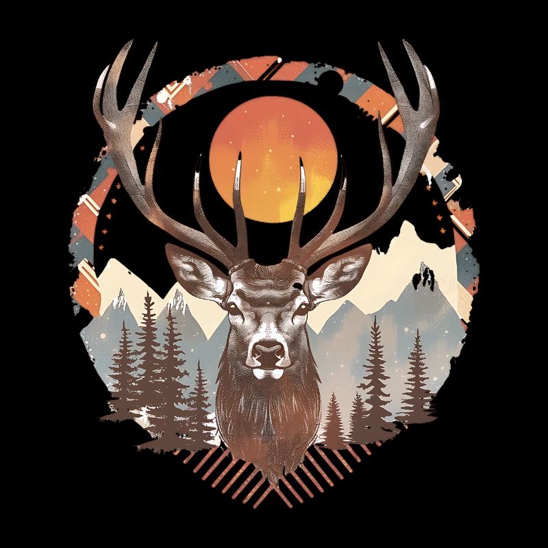 Cerfs sous le soleil dans la forêt