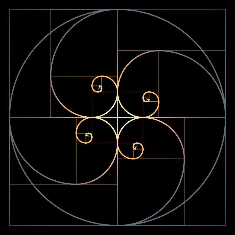 Fibonacci spirales géométrie de la section dorée Phi