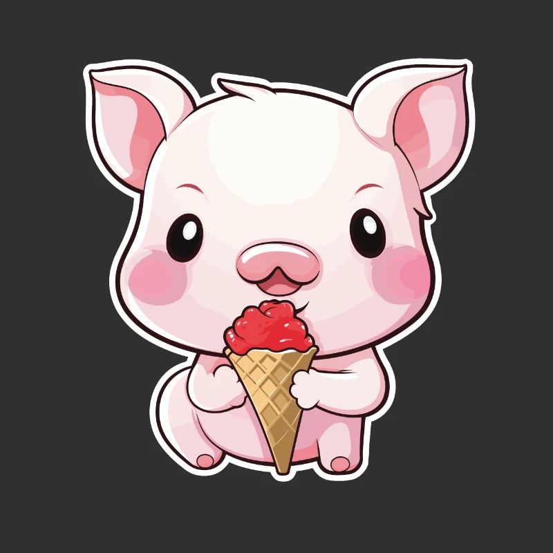 Cochon très mignon mangeant de la crème glacée