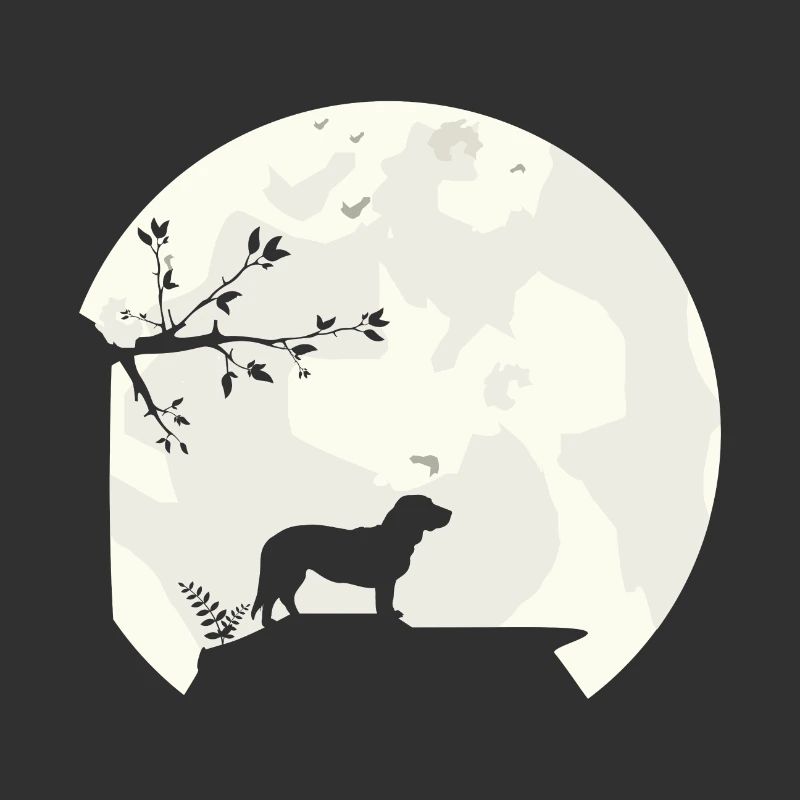 Alpine Dachsbracke full moon silhouette