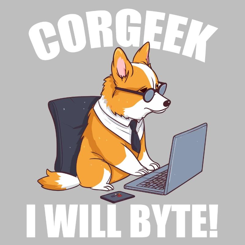 Corgi mit Brille I Will Byte Computerfreak Corgeek