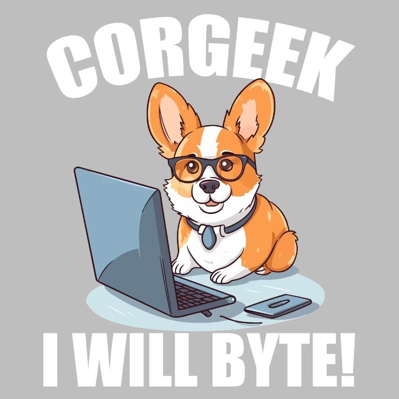 Corgi with glasses I Will Byte computer geek Corgeek