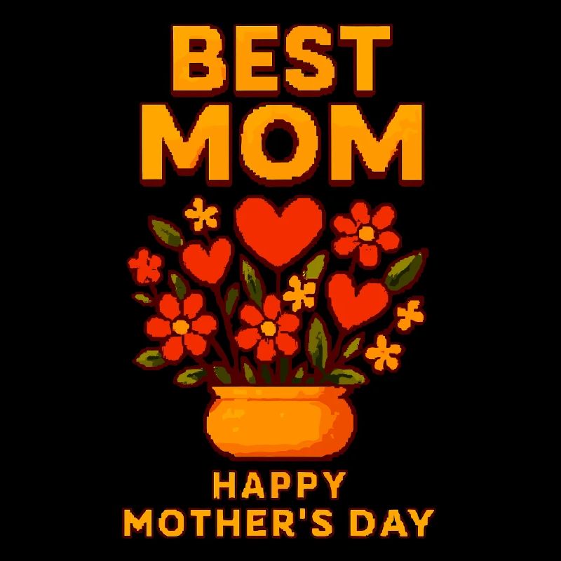 Beste Mama – Pixel-Blumenstrauß zum Muttertag