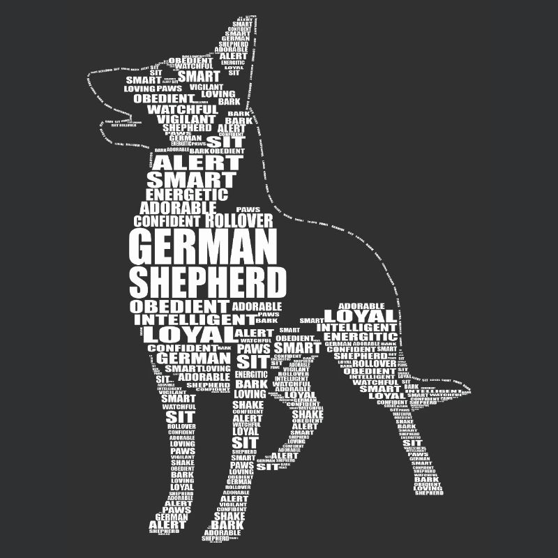 German Shepherd Typography - Word Art