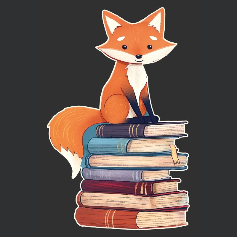 Fox on stack of books