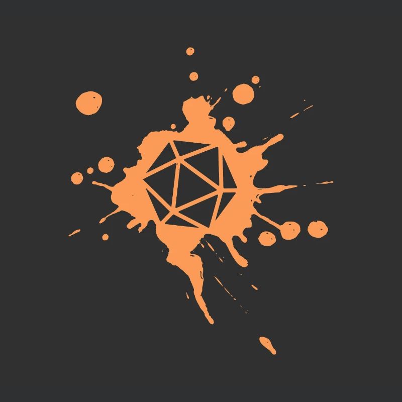 Polyhedral D20 Dice Paint Splatter