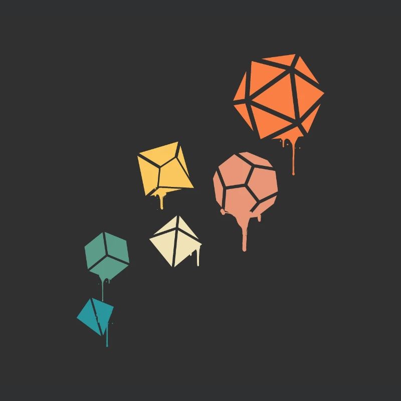 Dripping Paint Polyhedral Dice Set Tabletop RPG