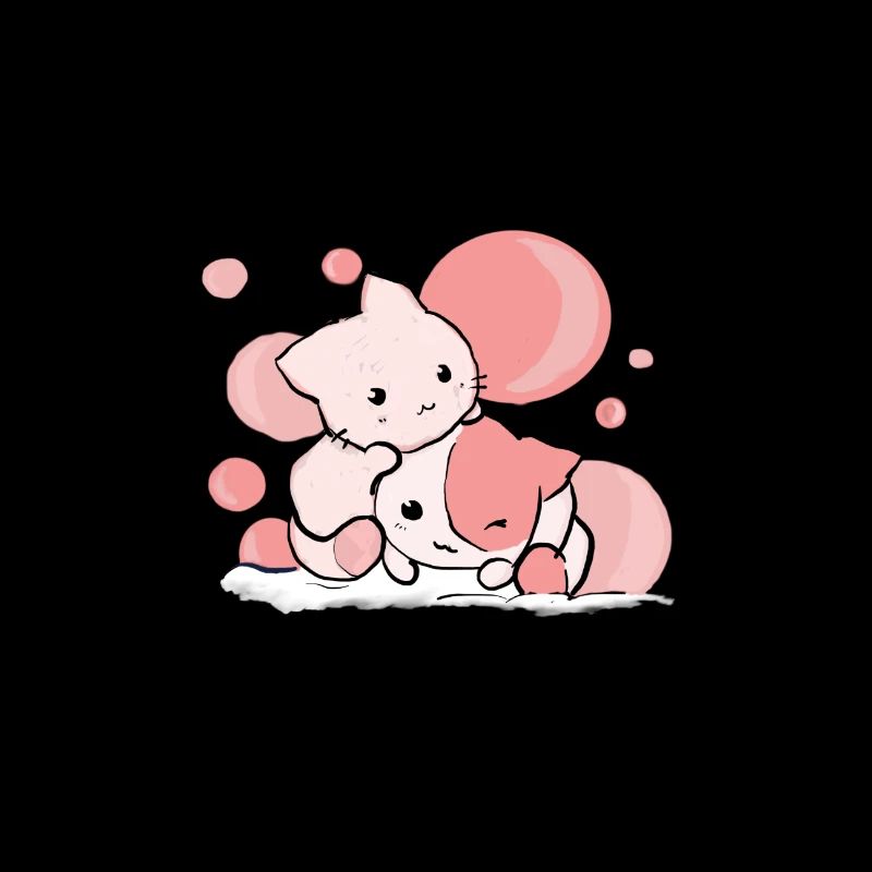 Süße anime Katzen als Chibi in pink