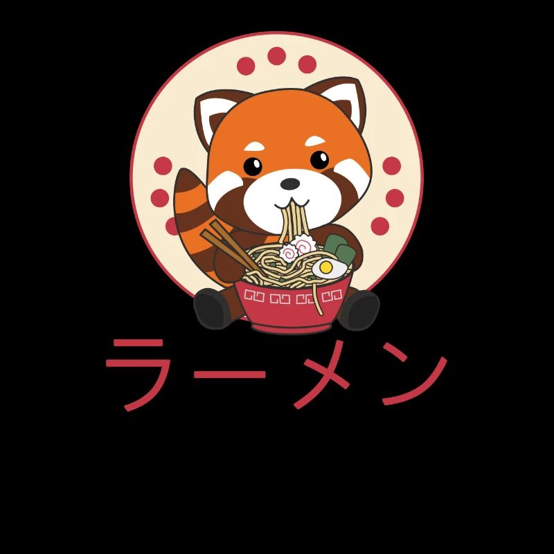 Powered by Ramen sweet red panda eats ramen