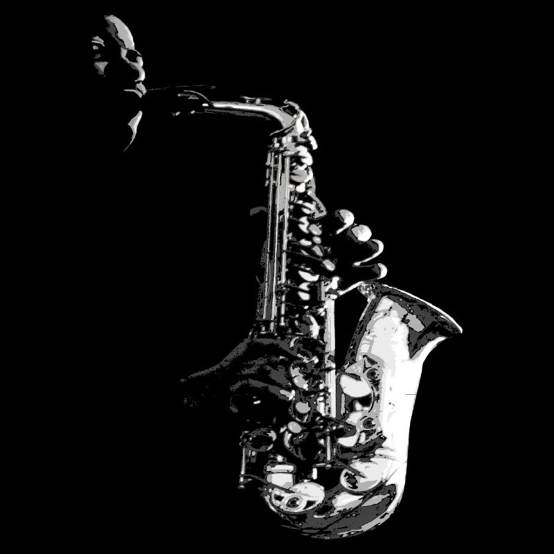 SAXOPHONE, SAX AND SAXOPHONIST ON BLACK