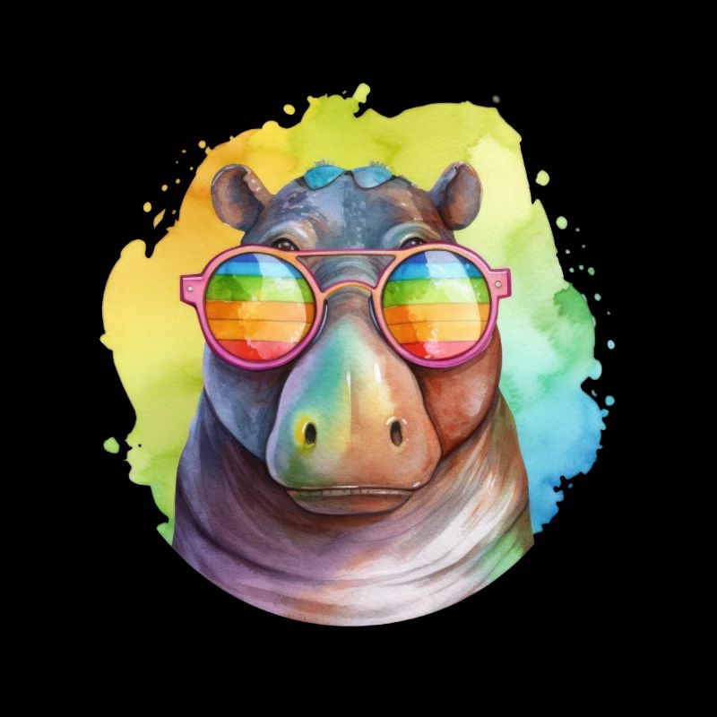 Buntes cooles Nilpferd mit Sonnenbrille