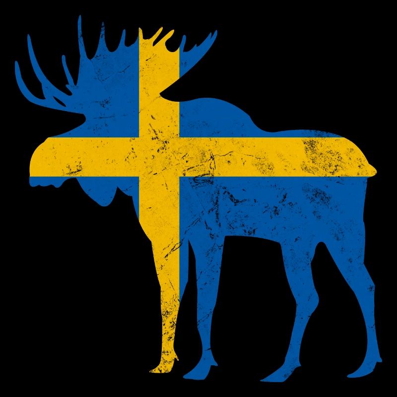Sweden moose with flag