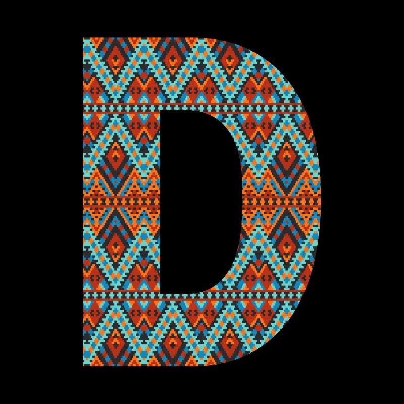 Lettre D- design boho, monogramme coloré