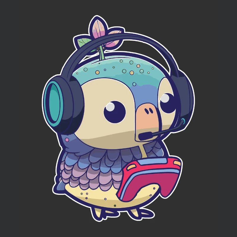 Spielen Sie Controller Gaming -Eule Mit Kopfhörern