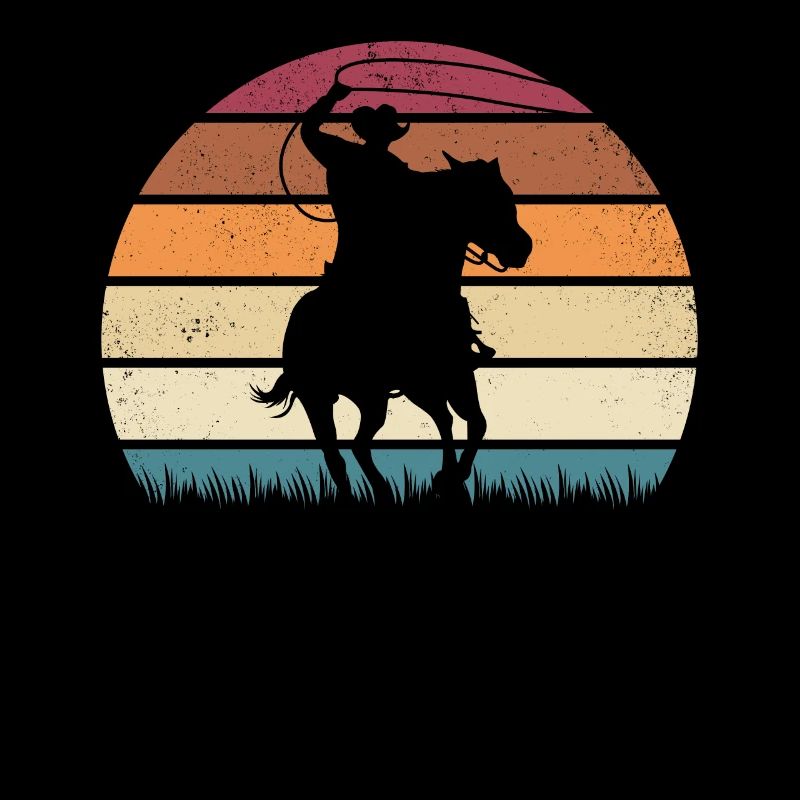 Retro Western Texas cheval cow-boy équitation