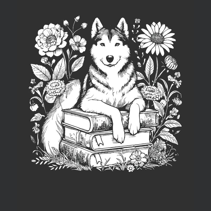 Siberian Husky Flower Book Reader