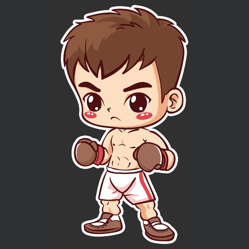 Kickboxer Junge Cartoon Stil
