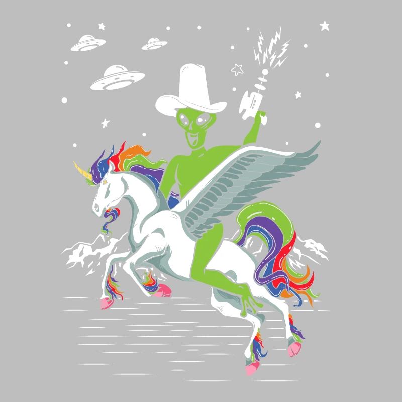 Alien reitet Einhorn Unheimlich