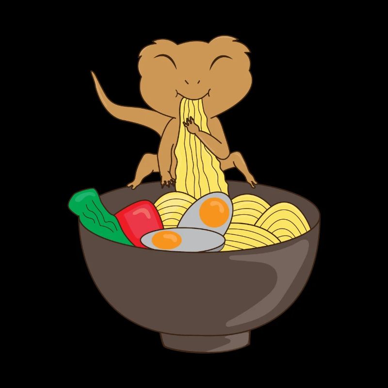 Süße Echsen, die Ramen-Nudeln essen, Zitat von