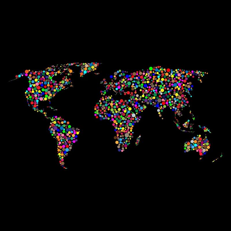 monde arc-en-couleur carte de points