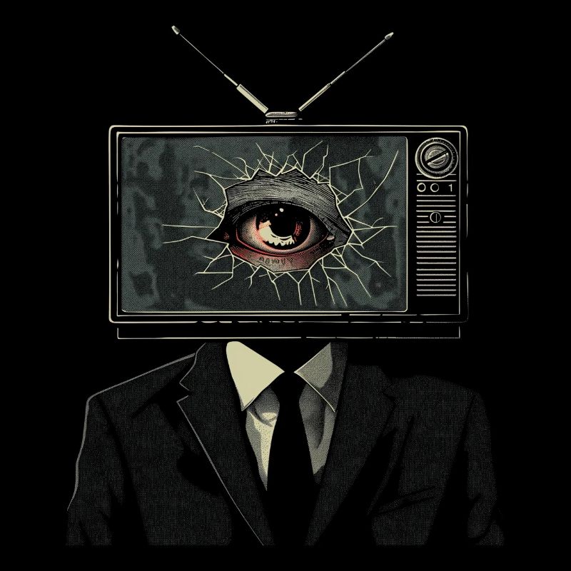 Weirdcore Ästhetik TV Mann Augapfel Grunge Strange