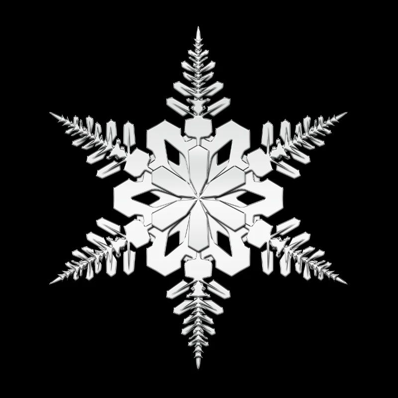Snowflake, snowflake Silver white in 3D