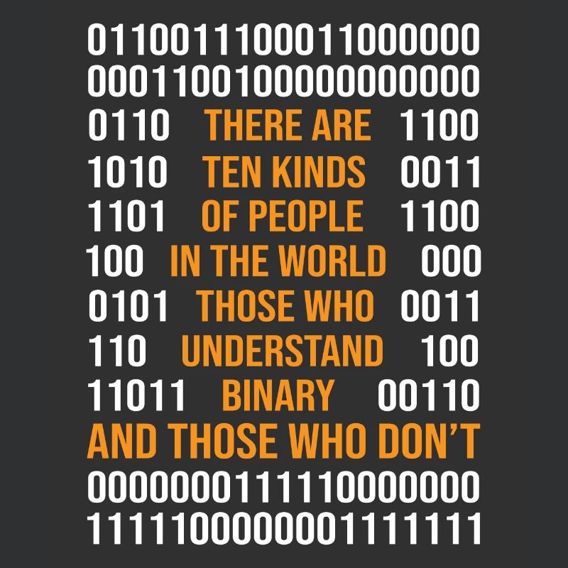 Programmation de code binaire Il existe 10 types de Peop