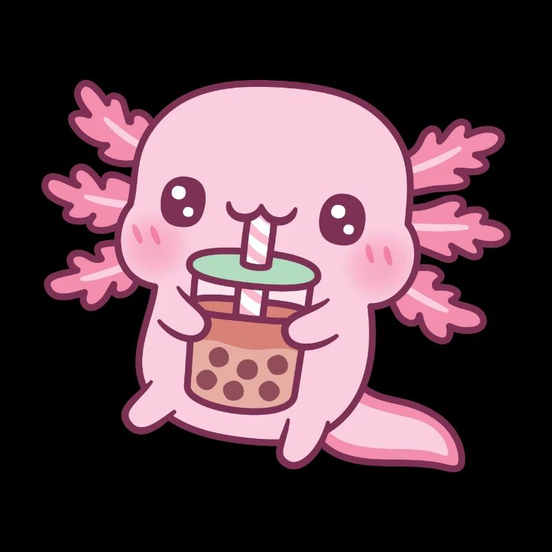 Mignon Axolotl boire du thé à bulles