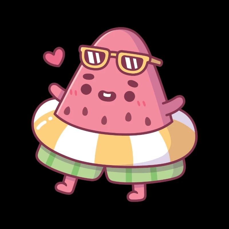 Mignonne pastèque avec lunettes de soleil et flotteur de piscine